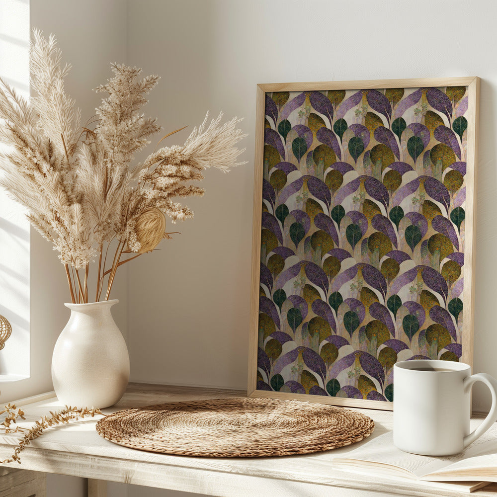 Purple Leafs Pattern Poster