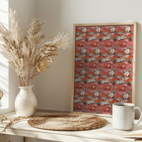 Orange Floral Pattern Poster