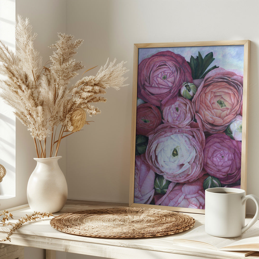 Arleth ranunculus bouquet in cold pink Poster