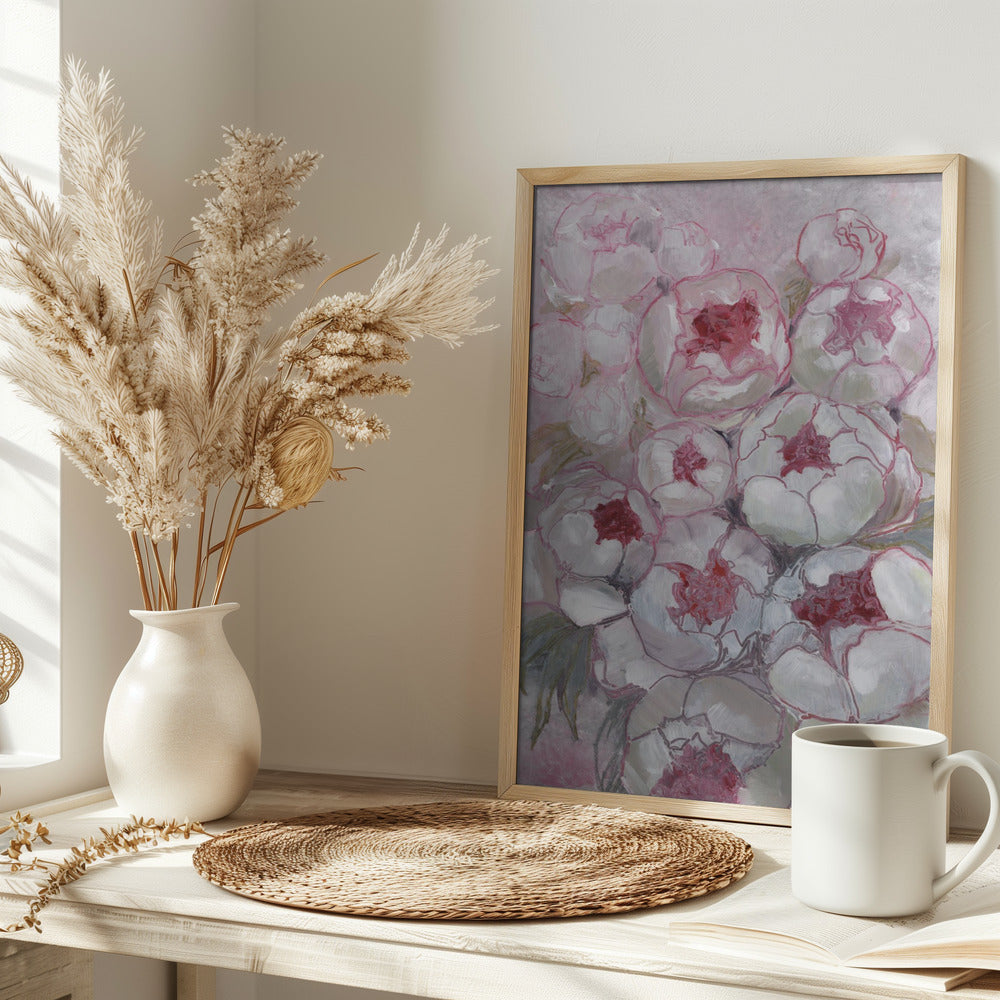 Nuria bouquet of peonies in pink Poster