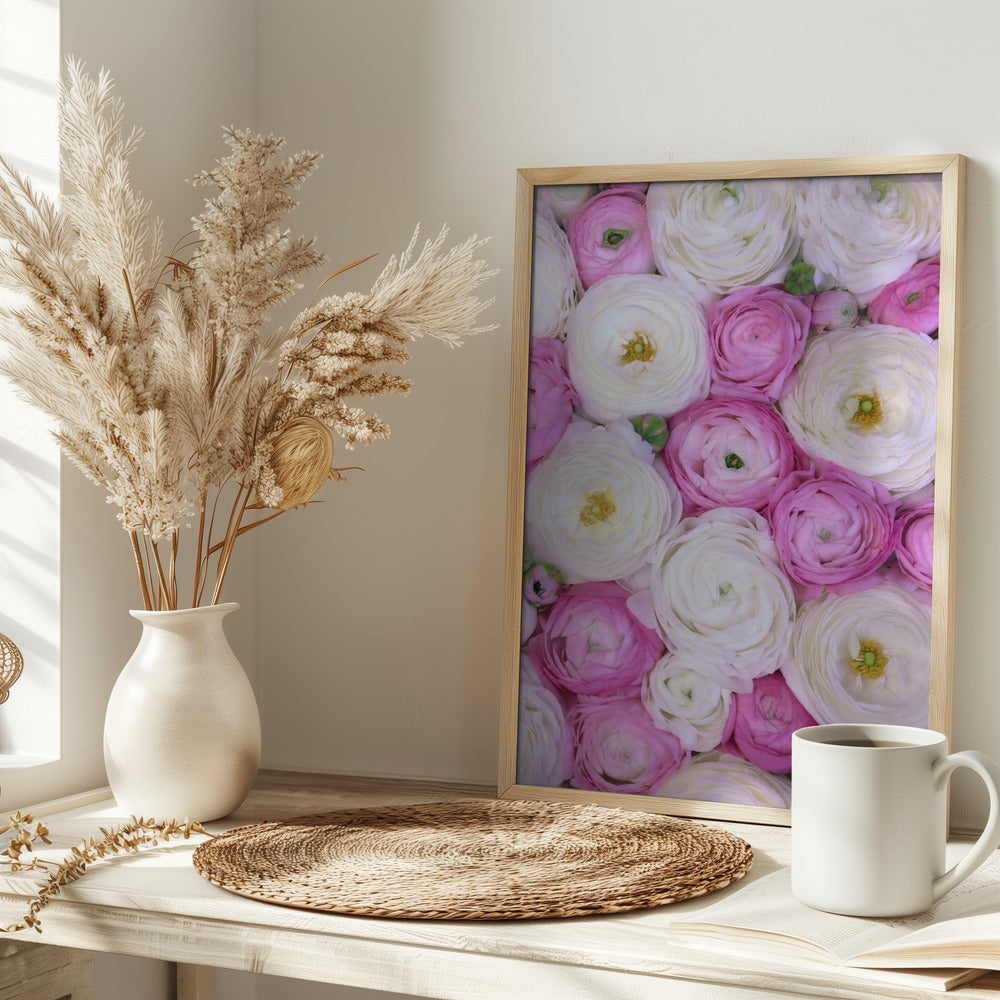 Scattered ranunculus in pink II Poster