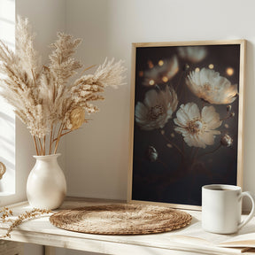 Creme Beige Flowers Poster