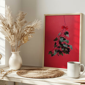 Mistletoe With Red Bow Poster