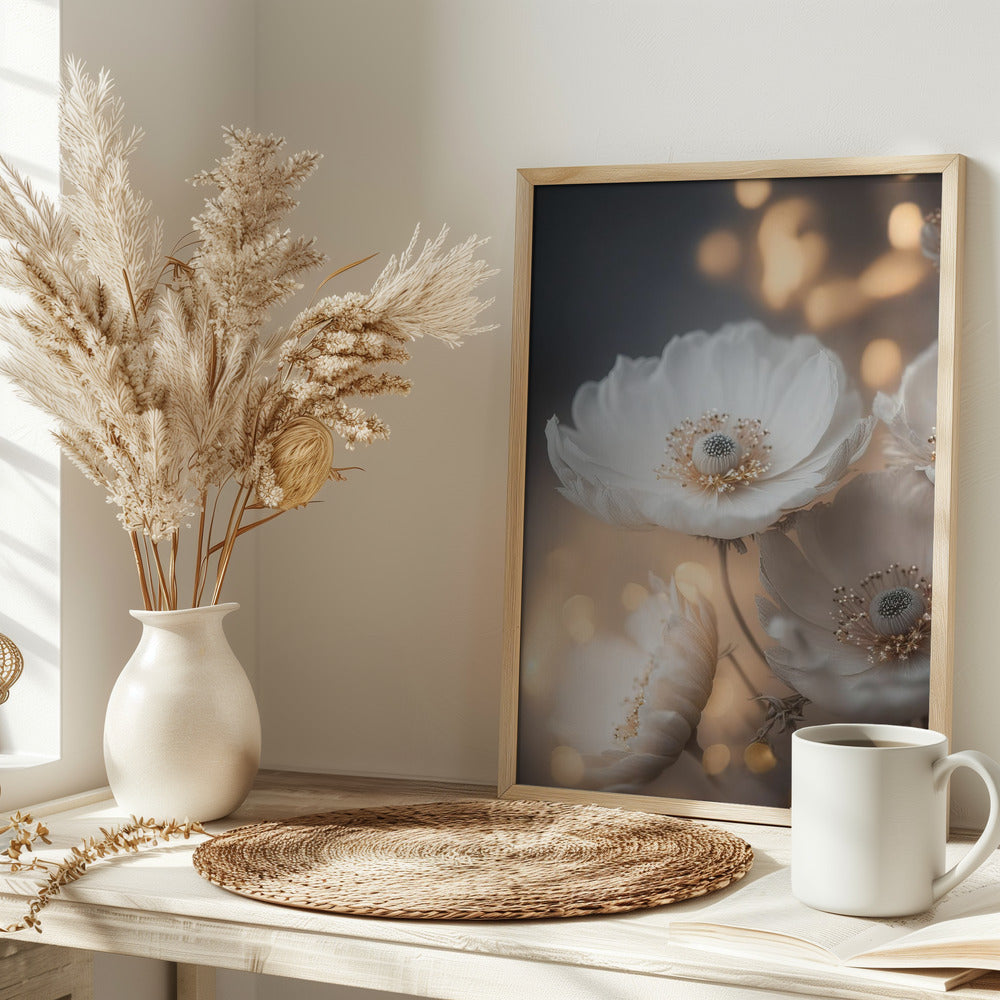 White And Golden Flowers Poster