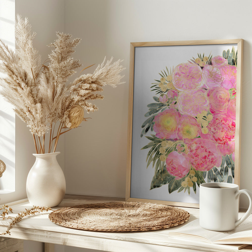 Rekha floral art in light pink watercolor Poster