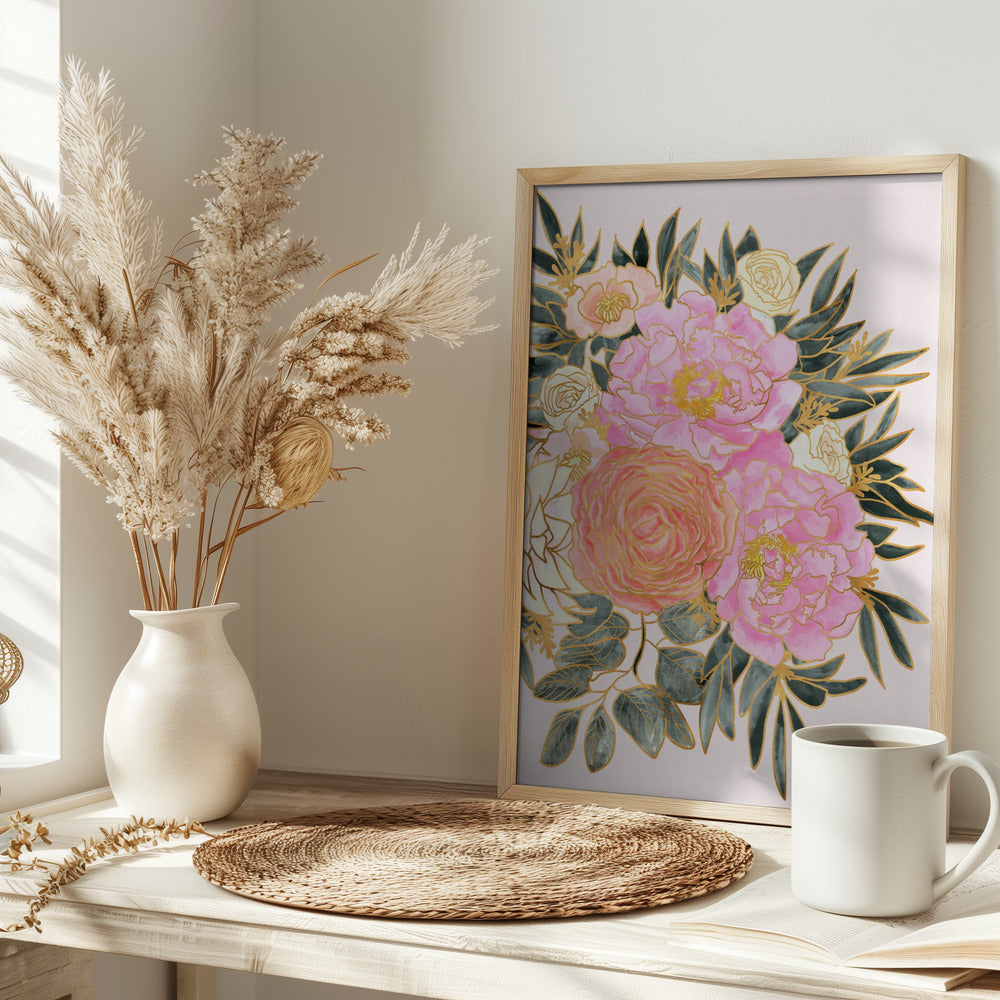 Nanette floral art in pastels Poster