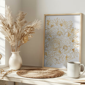 Nanette floral art in gold Poster