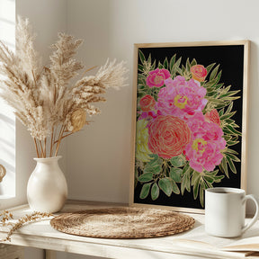 Nanette floral art in bright colors Poster