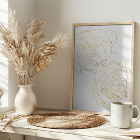 Sally's peonies in gold Poster