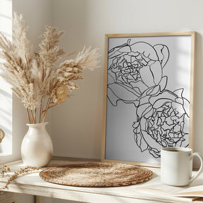 Sally's peonies in black and white Poster