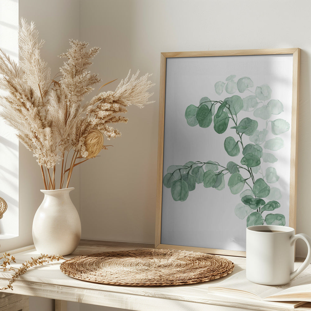 Watercolor silver dollar eucalyptus Poster