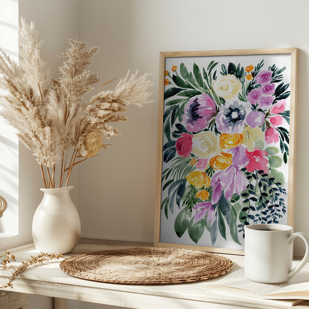 Urja loose floral watercolor bouquet Poster