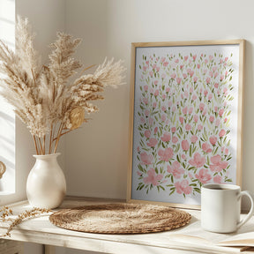 Field of pink flowers Poster