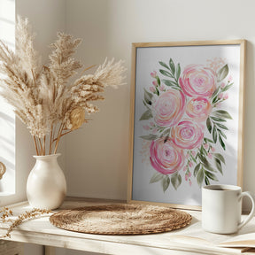 Begonia pink ranunculus bouquet Poster