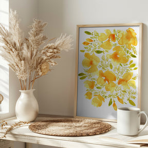 Watercolor California poppies quad 3 Poster