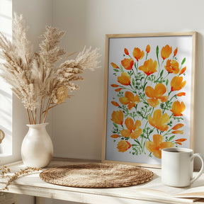 Watercolor California poppies Poster