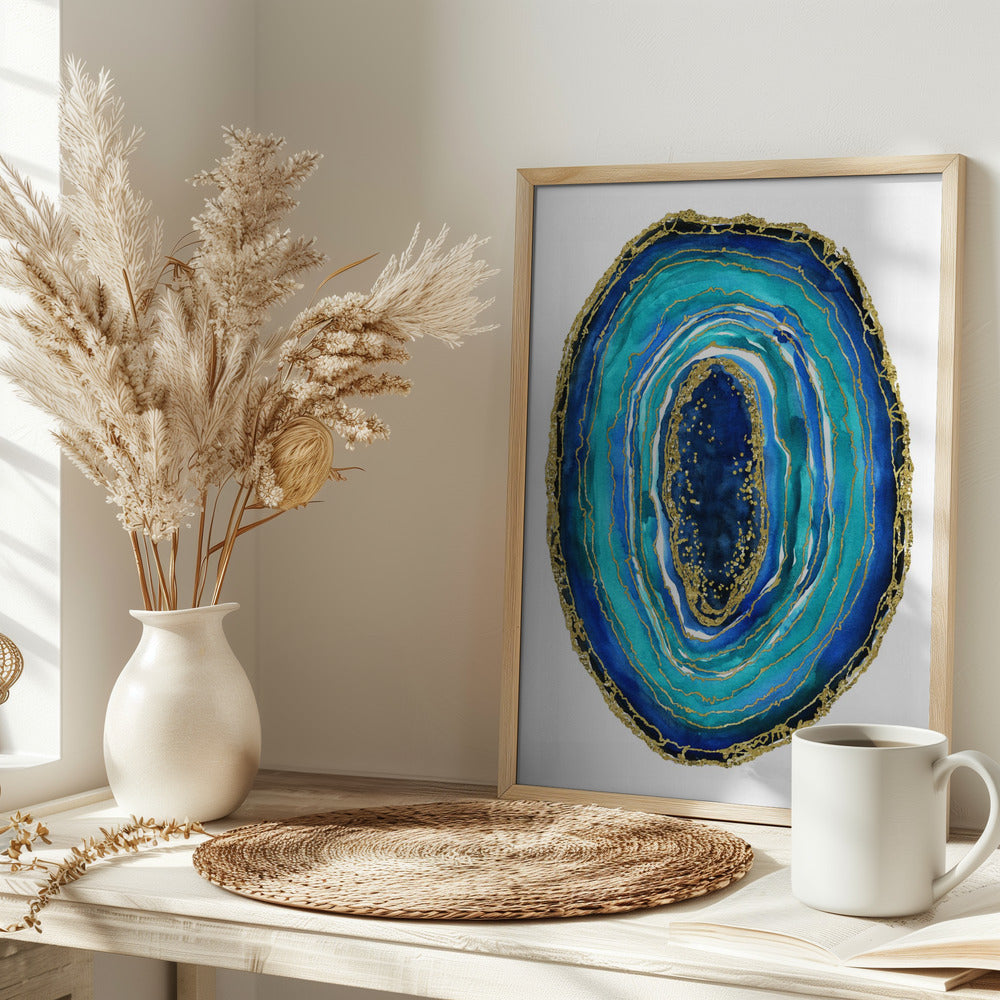 Turquoise and blue geode Poster