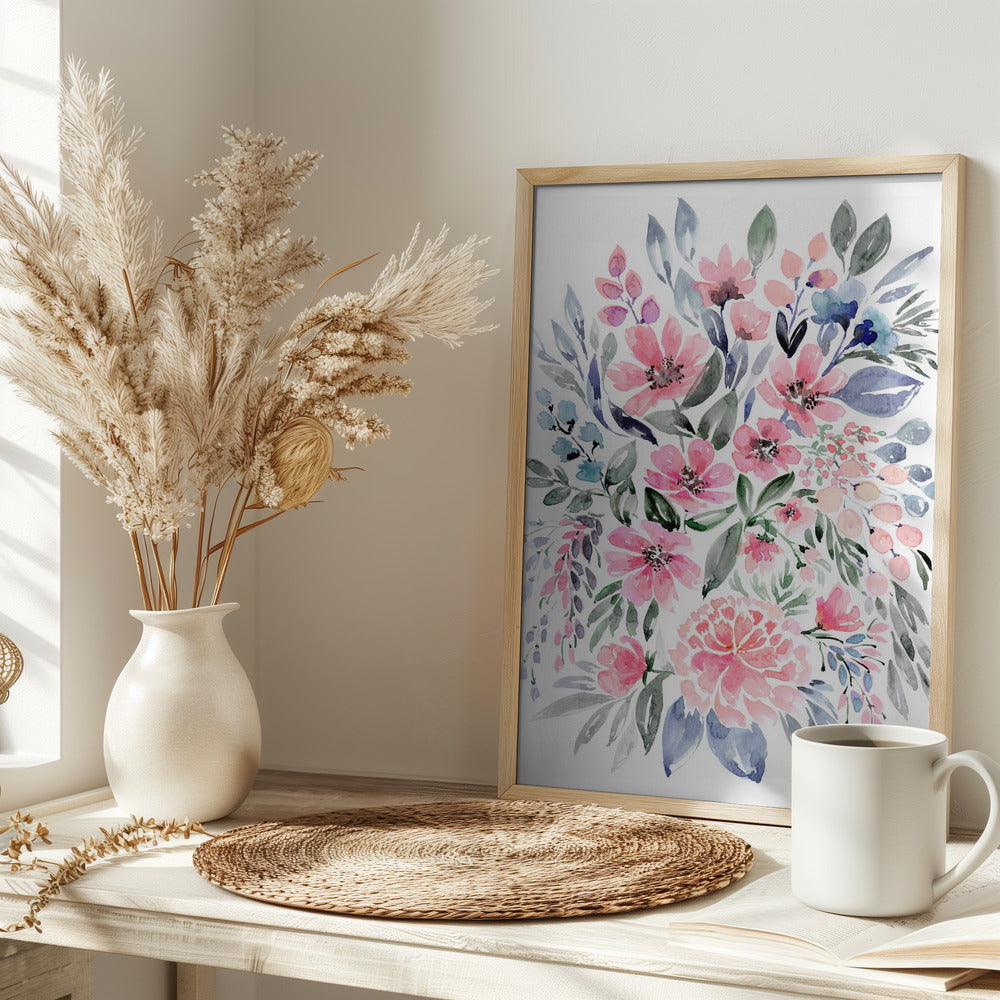 Clara watercolor bouquet Poster