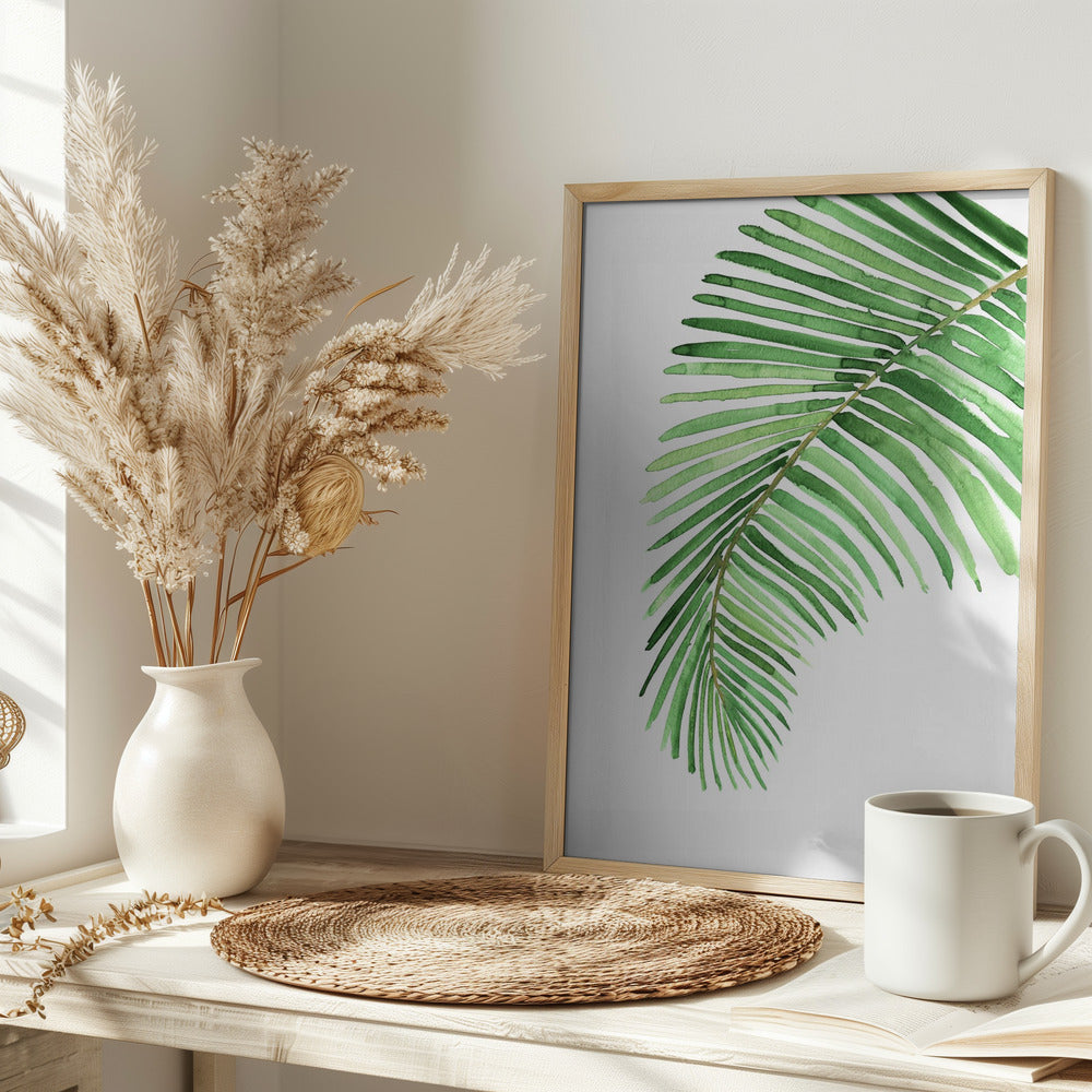 Palm leaf in loose watercolor Poster