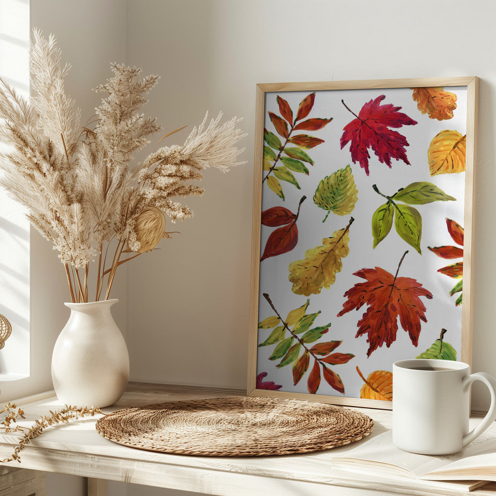 Painterly fall leaves Poster