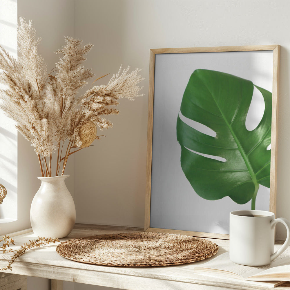 Bright green monstera leaf Poster