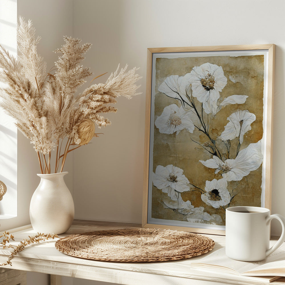 White Dry Flowers Poster