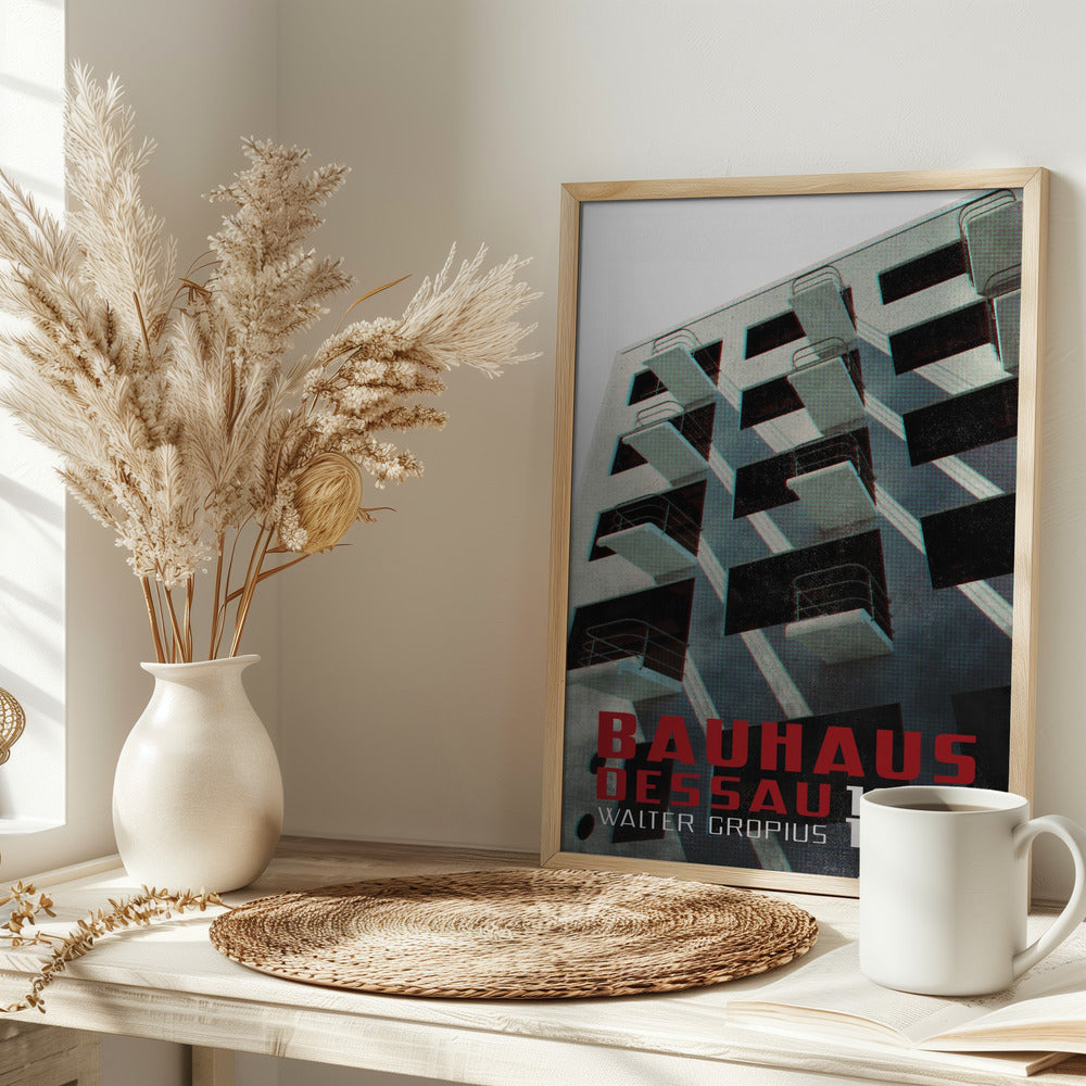 Bauhaus Dessau architecture in vintage magazine style VII Poster