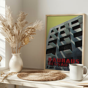 Bauhaus Dessau architecture in vintage magazine style VIII Poster