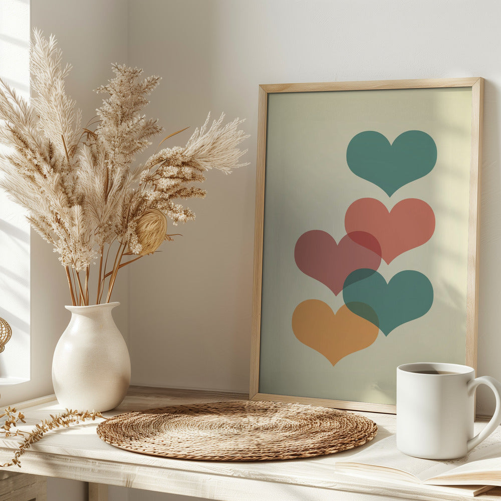 Mid century hearts I Poster