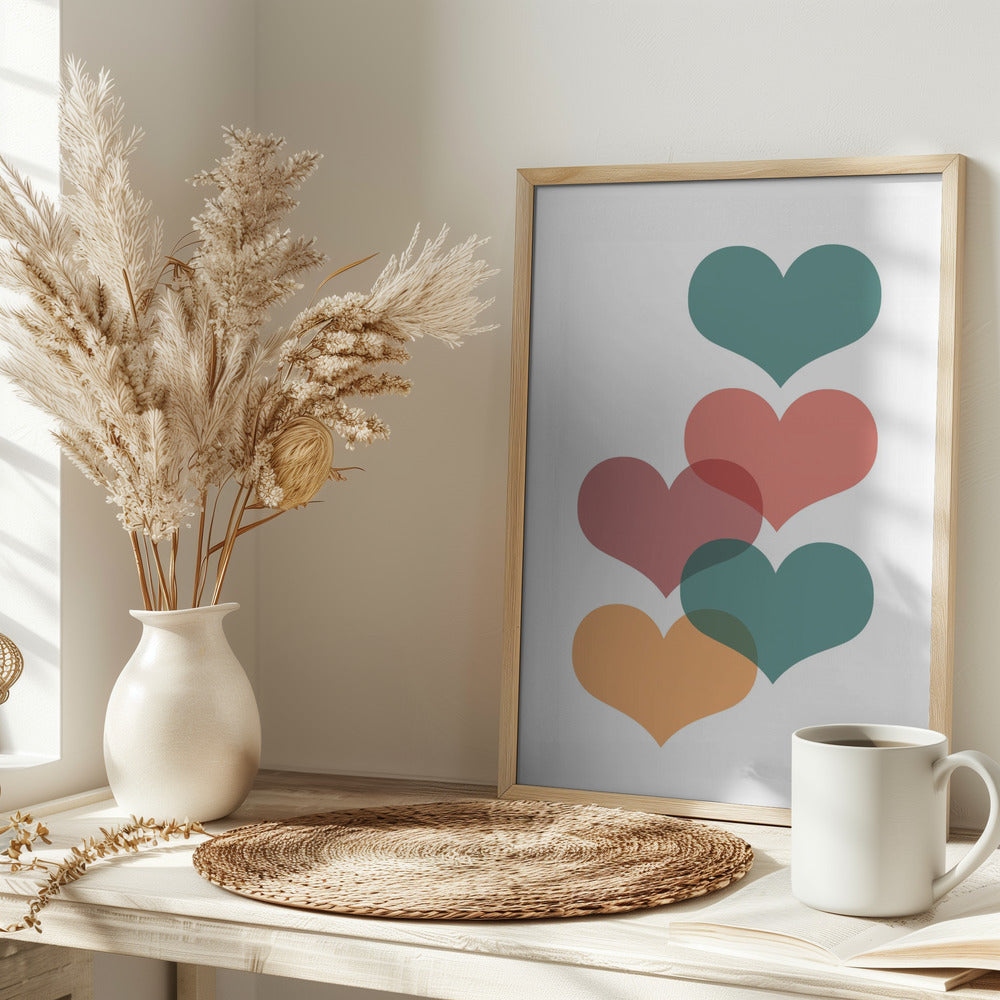 Mid century hearts Poster