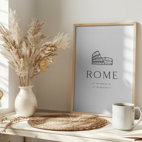 Rome coordinates with Colosseum sketch Poster