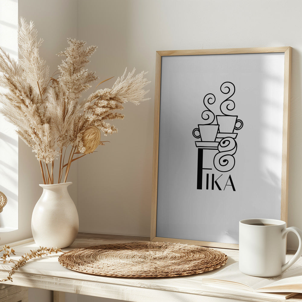 Fika line art illustration Poster