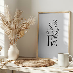 Fika line art illustration Poster