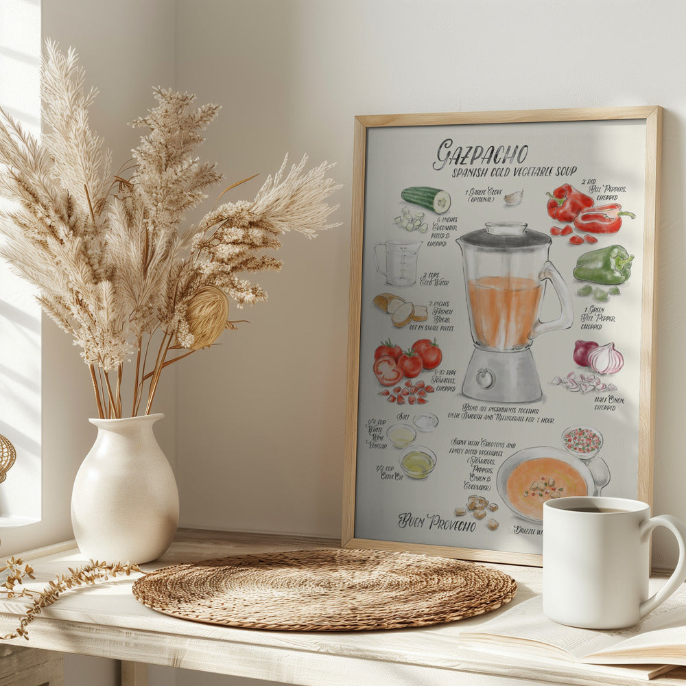 Gazpacho illustrated recipe in English Poster