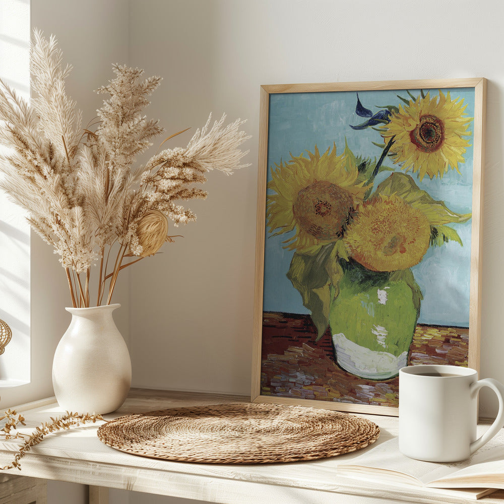 Vase With Three Sunflowers Poster