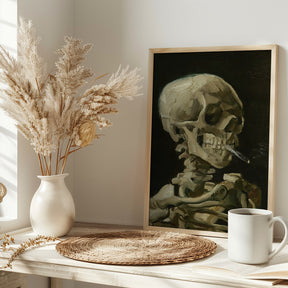 Head of a skeleton with a burning cigarette Poster