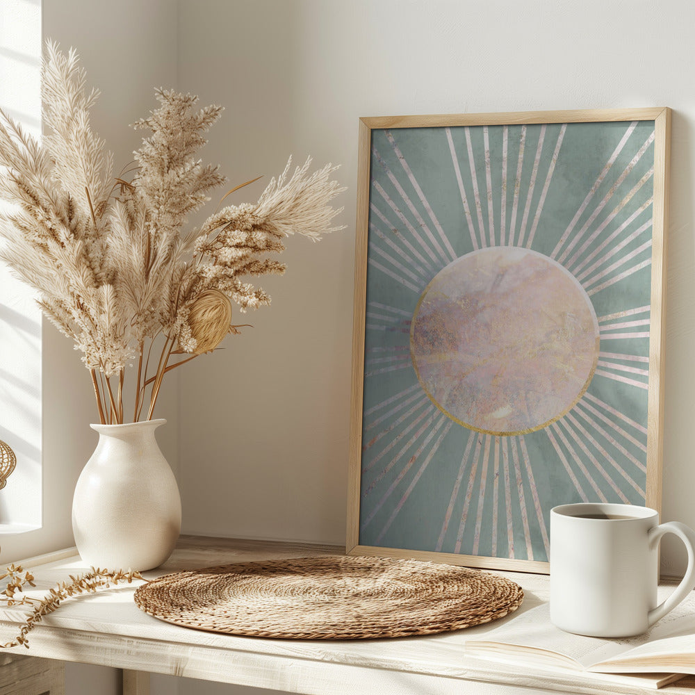 Sage Green Boho Sun Rays Poster