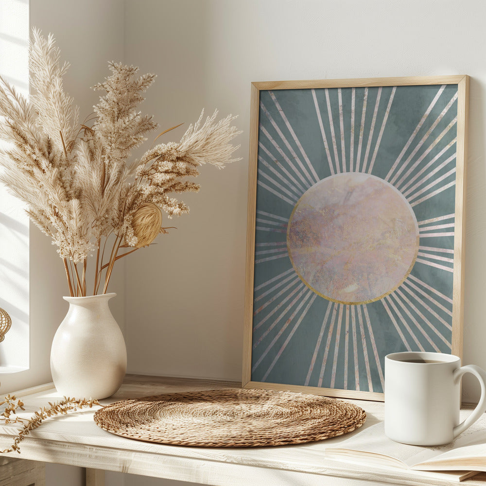 Deep Green Sun Rays Poster