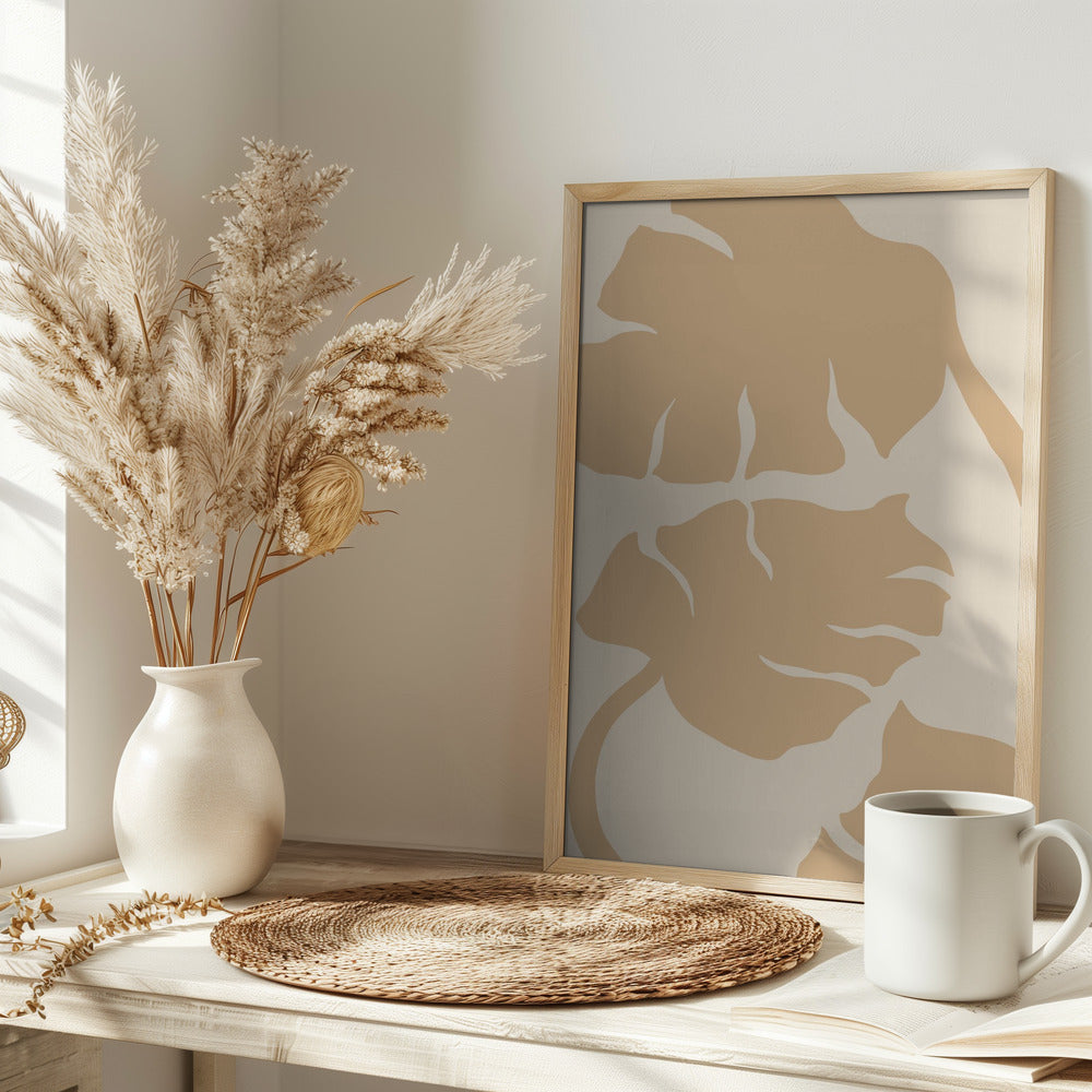 Monstera Soft orange Poster