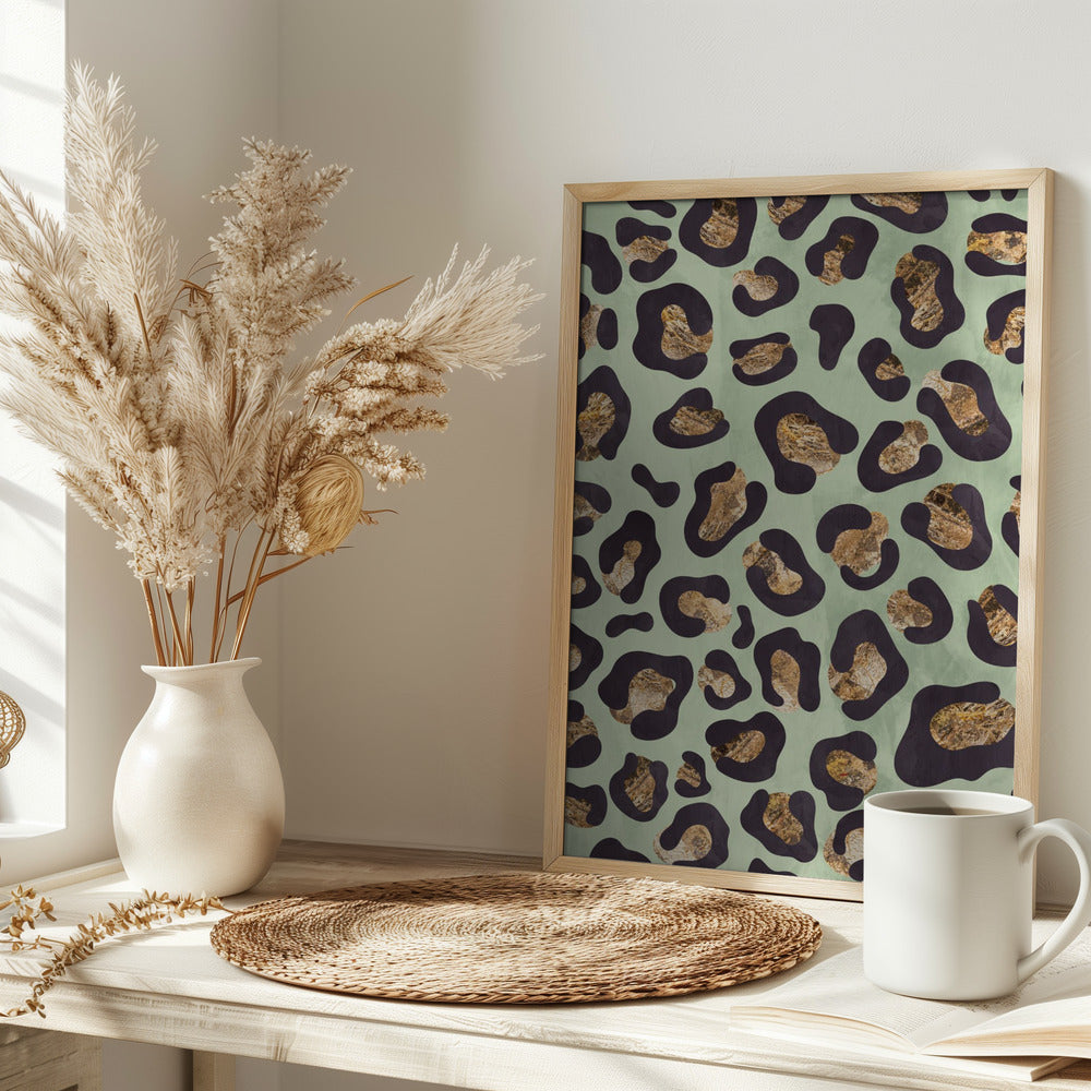 Gold leopard print green Poster