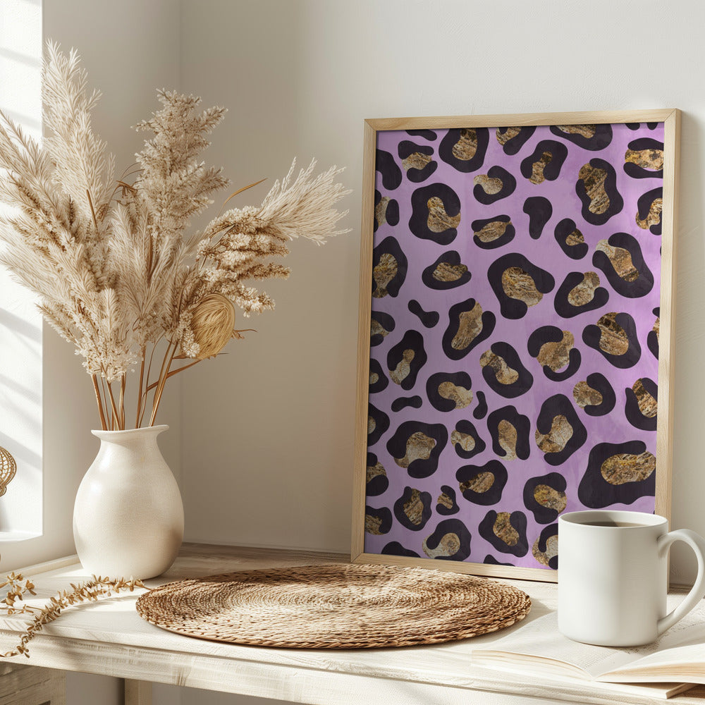 Gold leopard print pink Poster