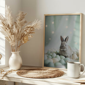 Bunny and Pastel Eggs Poster