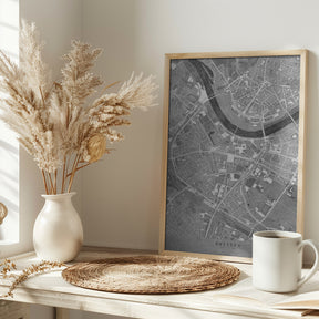 Gray vintage map of Dresden downtown Germany Poster