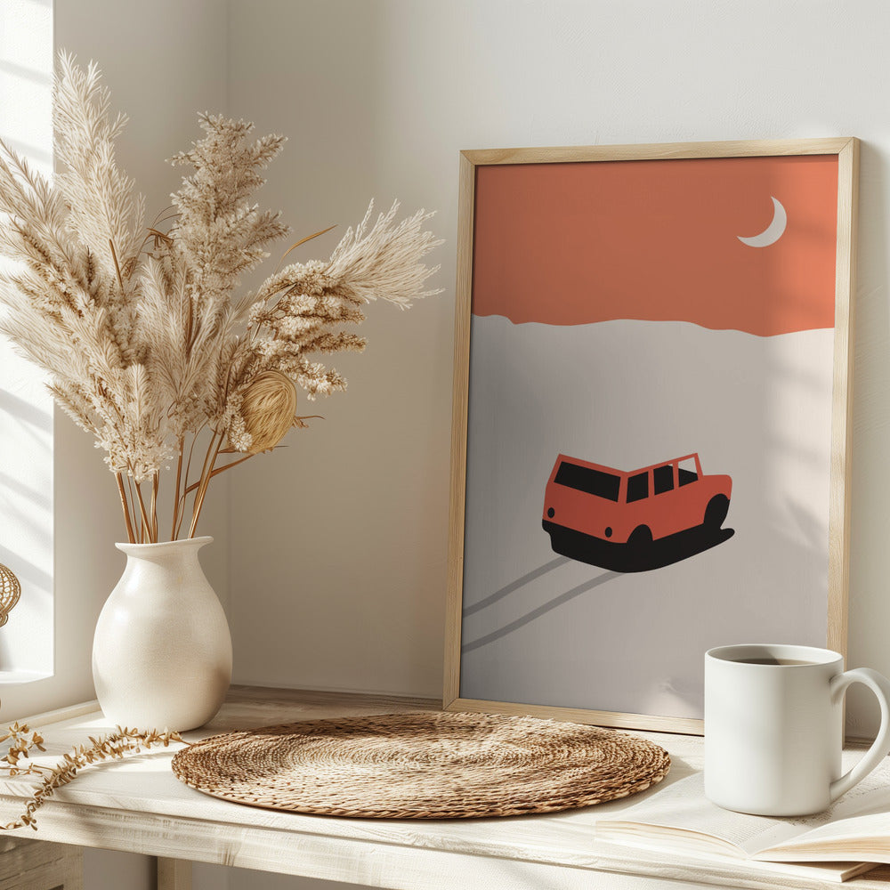 Car In Desert Poster