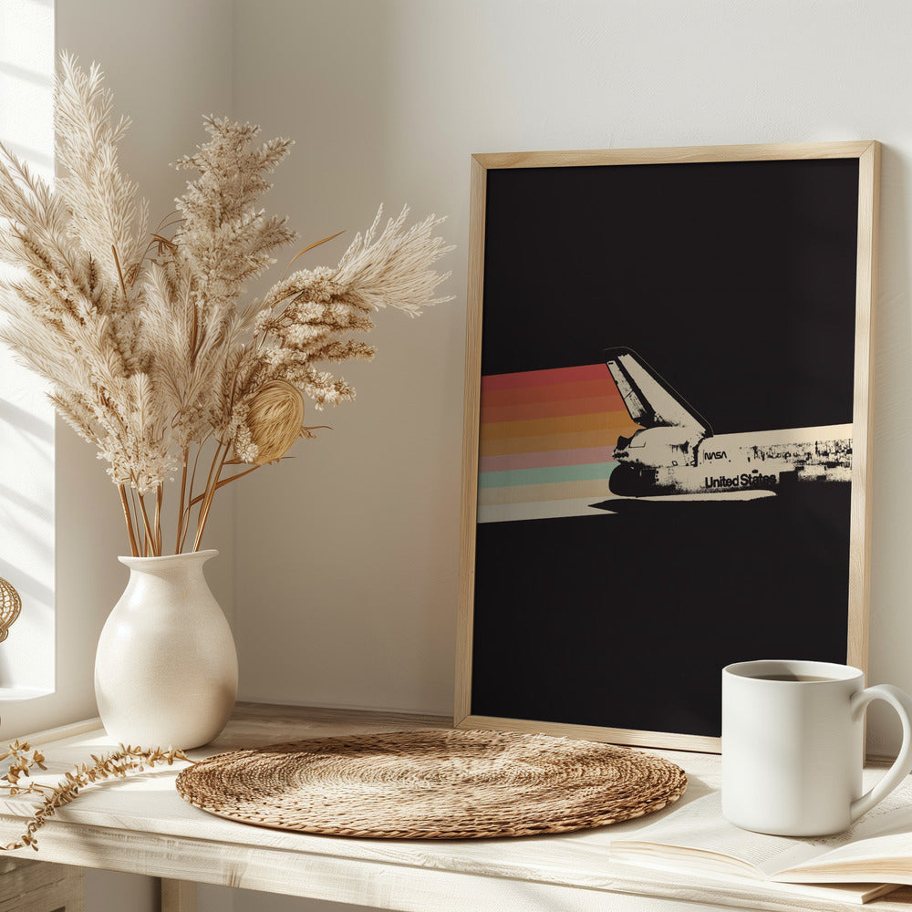 Space Ship Rainbow Poster