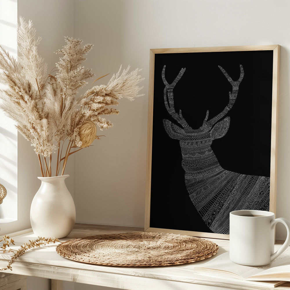 Stag Black Poster