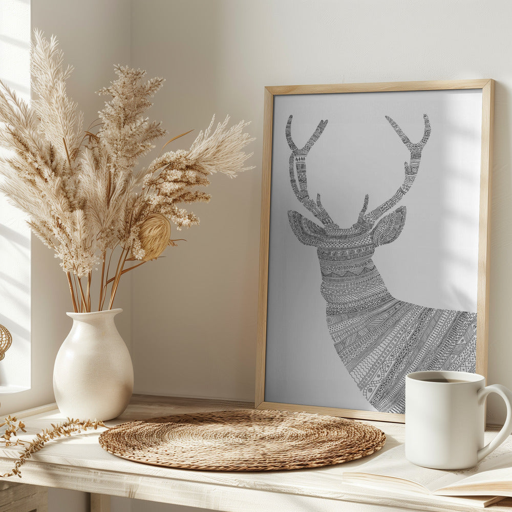 Stag White Poster