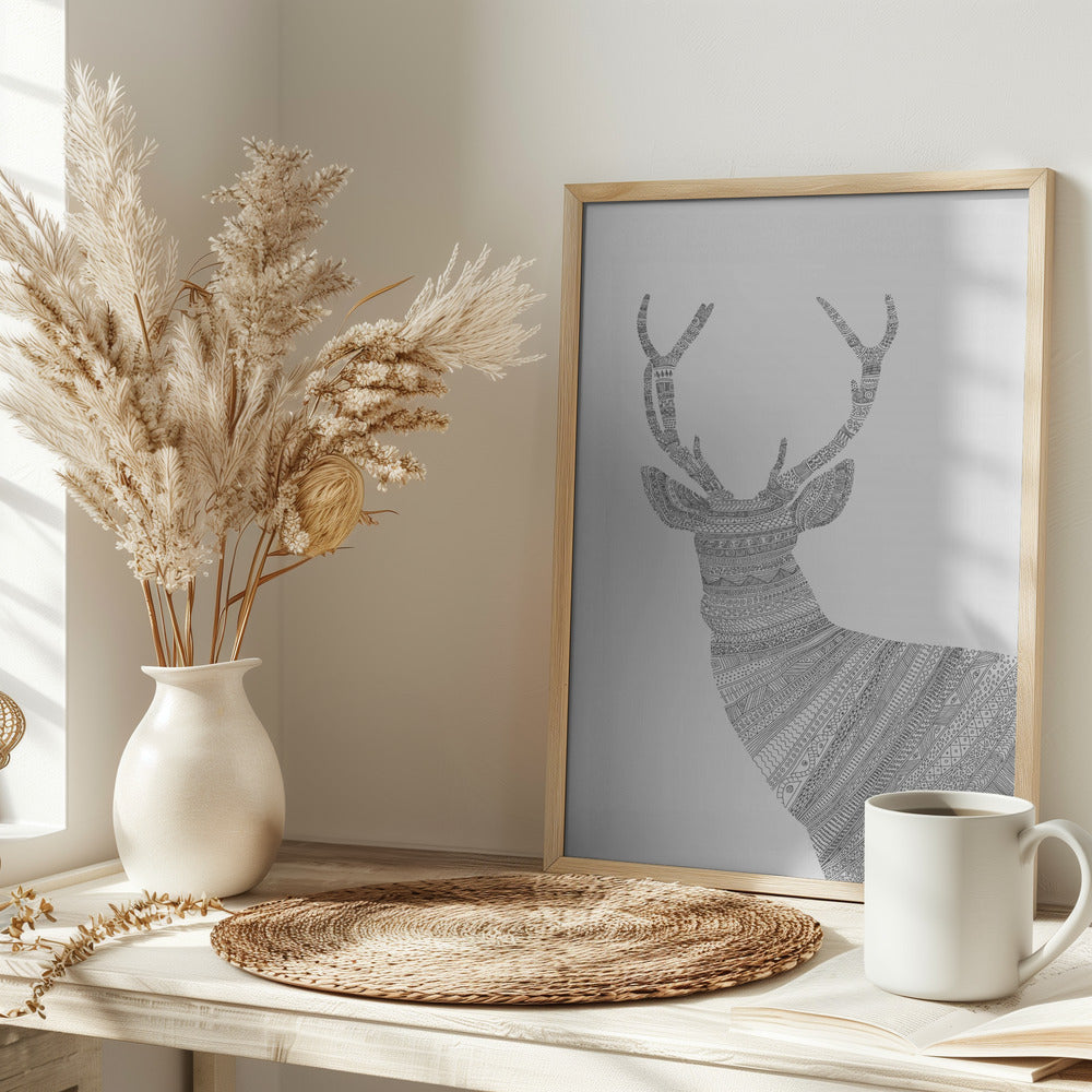 Stag Grey Poster