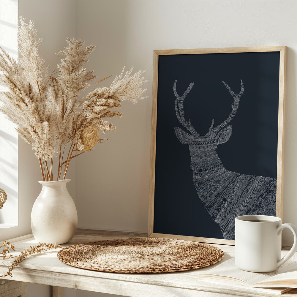 Stag Blue Poster
