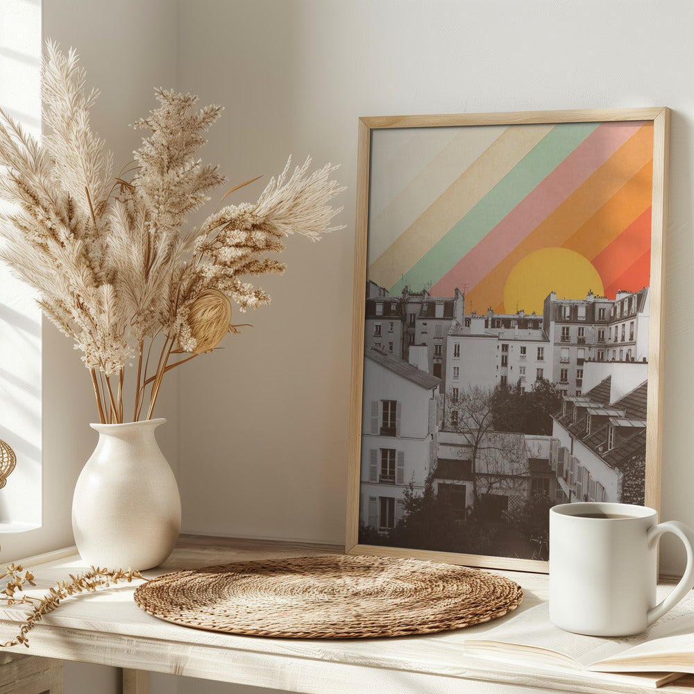 Rainbow Sky Above Paris Poster